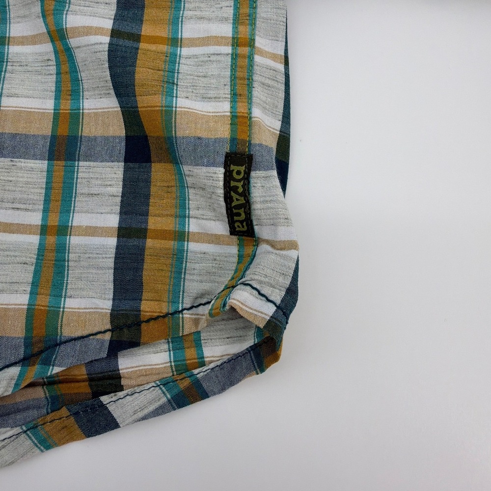 Prana Shirt Mens LRG Green Plaid Short Sleeve Casual Outdoor Hiking Gorpcore - Picture 7 of 8